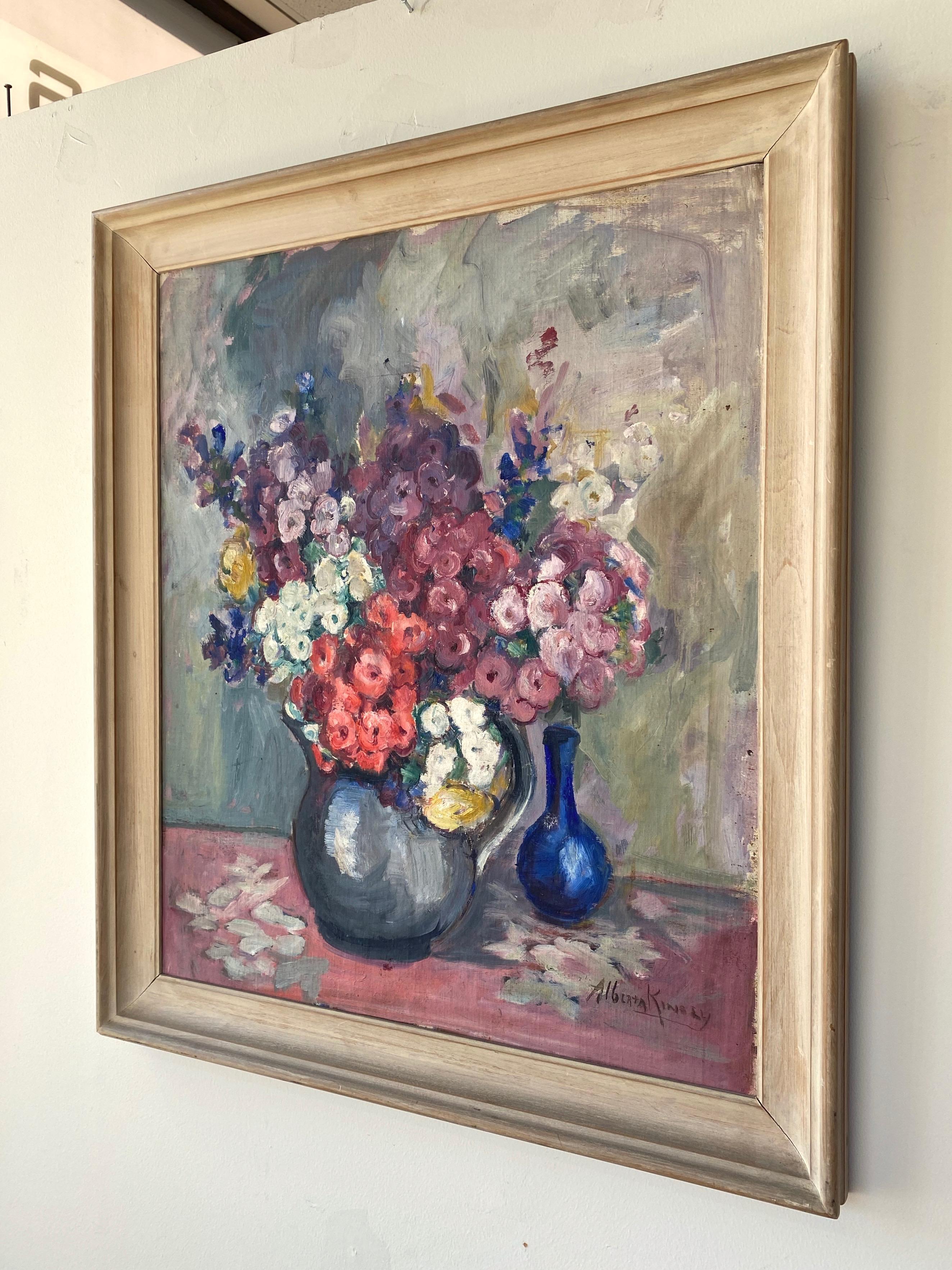 Alberta Kinsey “Still Life with Flowers” Impressionist Oil Painting, 1920s 4