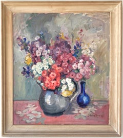 Alberta Kinsey “Still Life with Flowers” Impressionist Oil Painting, 1920s