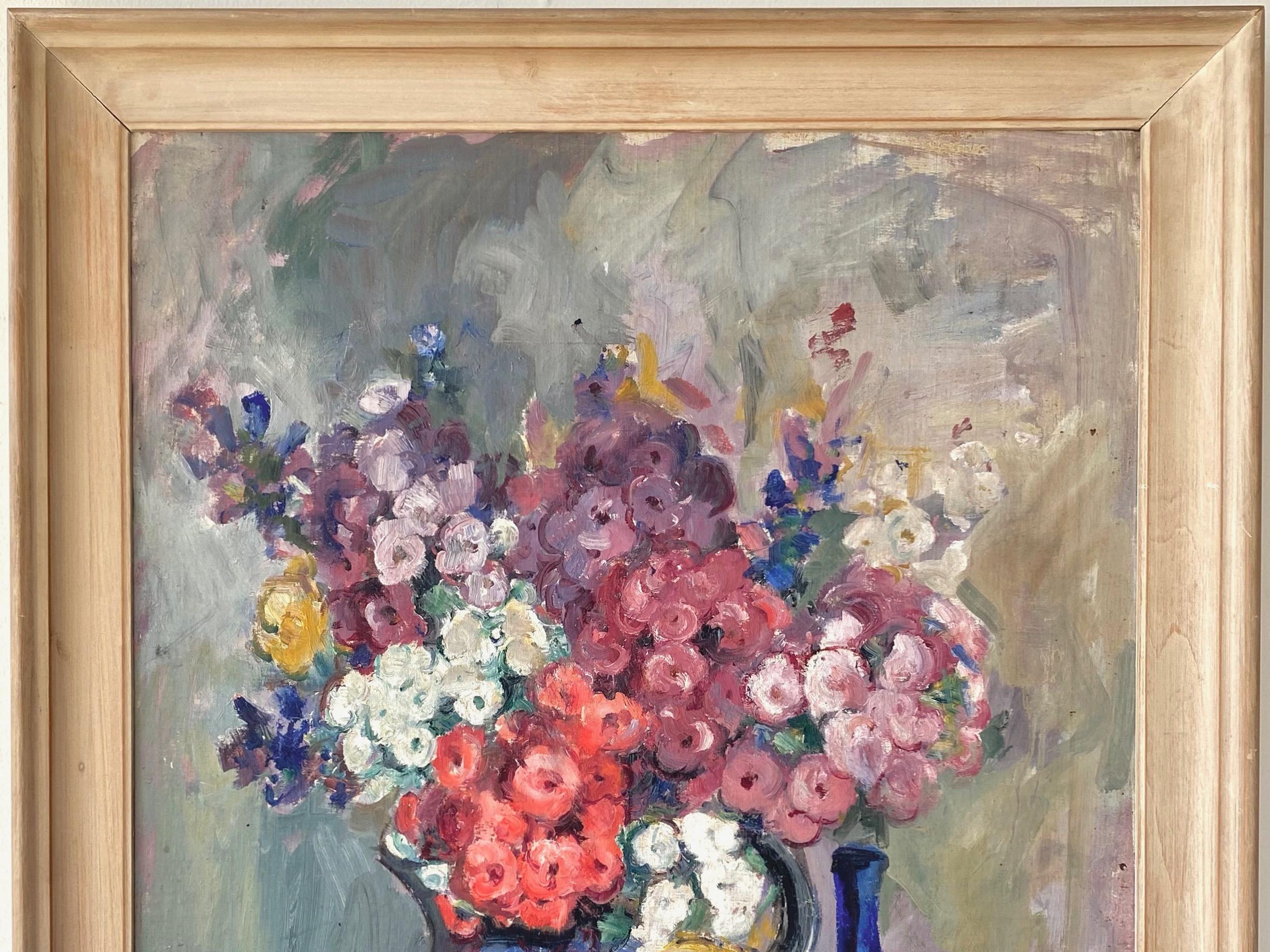 Arts and Crafts Alberta Kinsey Nature morte aux fleurs Peinture à l'huile impressionniste, années 1920 en vente