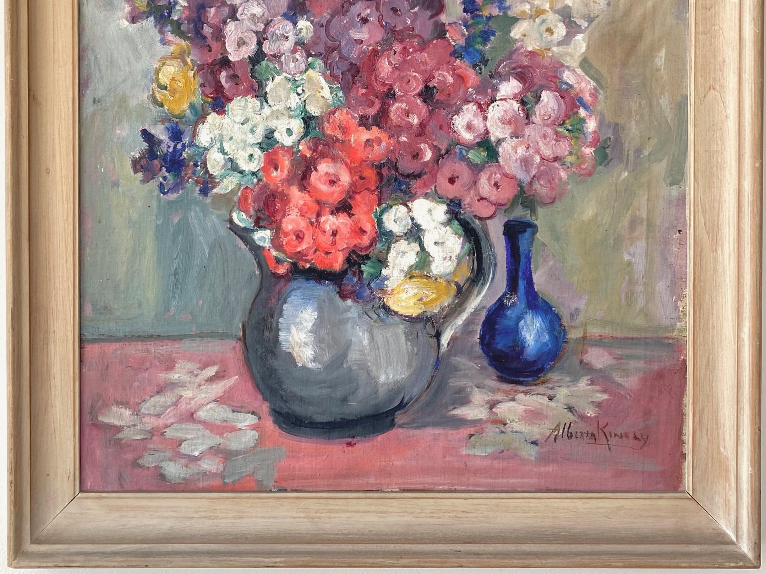 Alberta Kinsey Stillleben mit Blumen Impressionistisches Ölgemälde, 1920er Jahre (amerikanisch) im Angebot