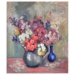 Antique Alberta Kinsey “Still Life with Flowers” Impressionist Oil Painting, 1920s