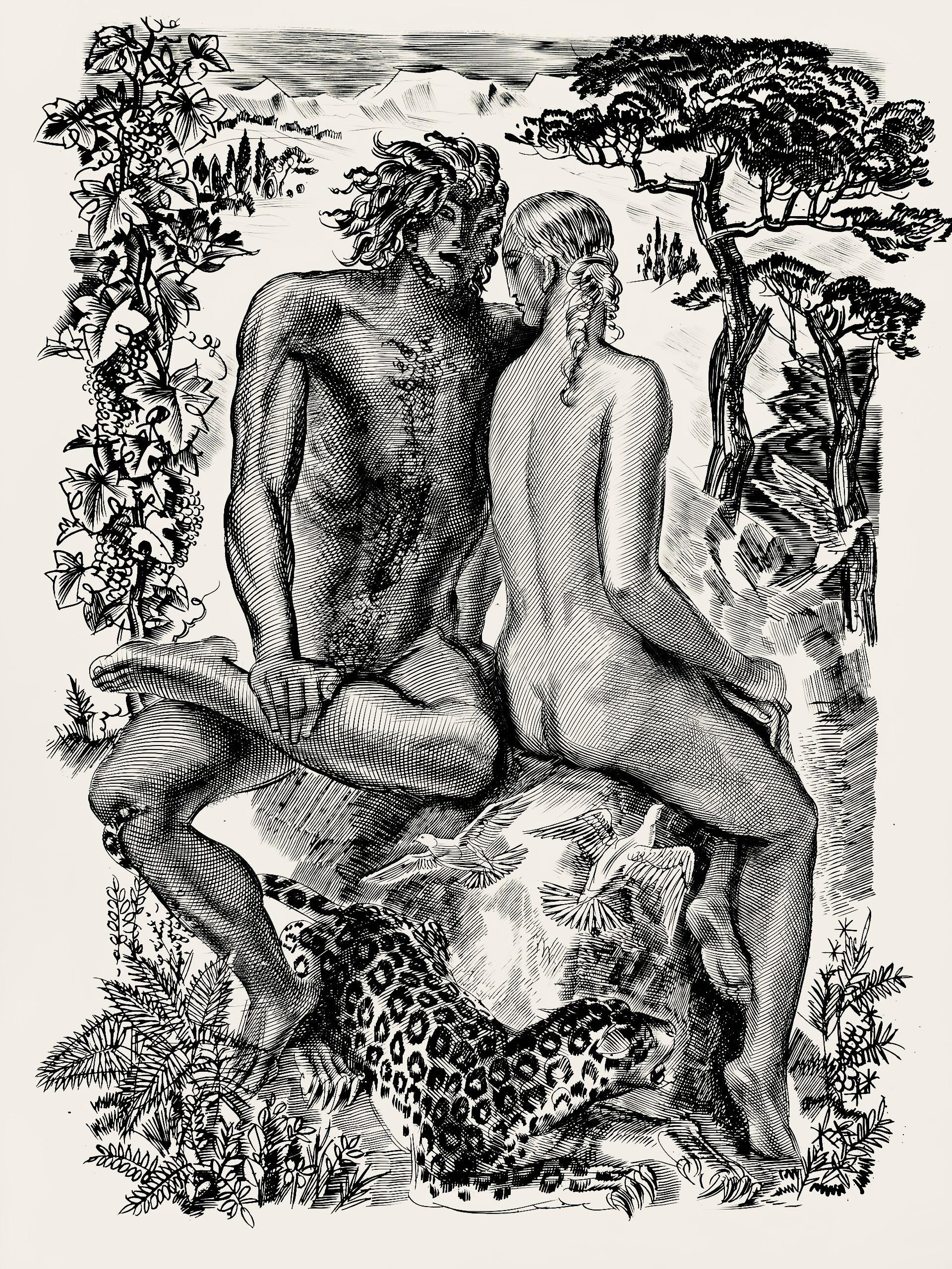 Incisione su carta vélin de Rives. Iscrizione: non firmata e non numerata, come emessa. Buone condizioni. Note: Dal volume Portrait de A. Decaris, 1953. Pubblicato da Editions d'Art Manuel Bruker, Parigi; stampato da Atelier A Rigal, Parigi, 30