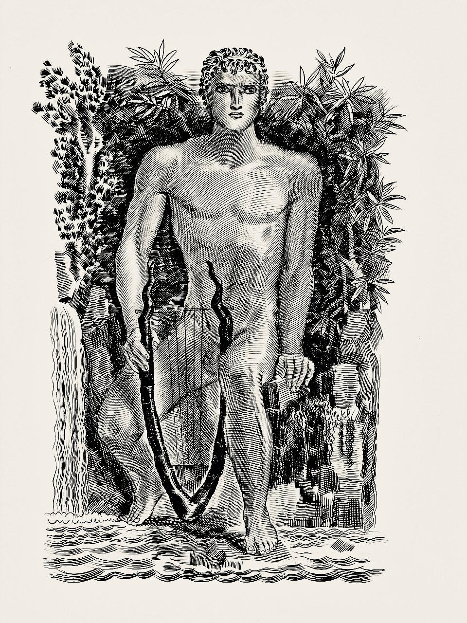 Engraving on vélin de Rives paper. Inscription: unsigned and unnumbered, as issued. Good condition. Notes: From the volume, Portrait de A. Decaris, 1953. Published by Editions d'Art Manuel Bruker, Paris; printed by Ateliers Rigal, Paris, January 30,