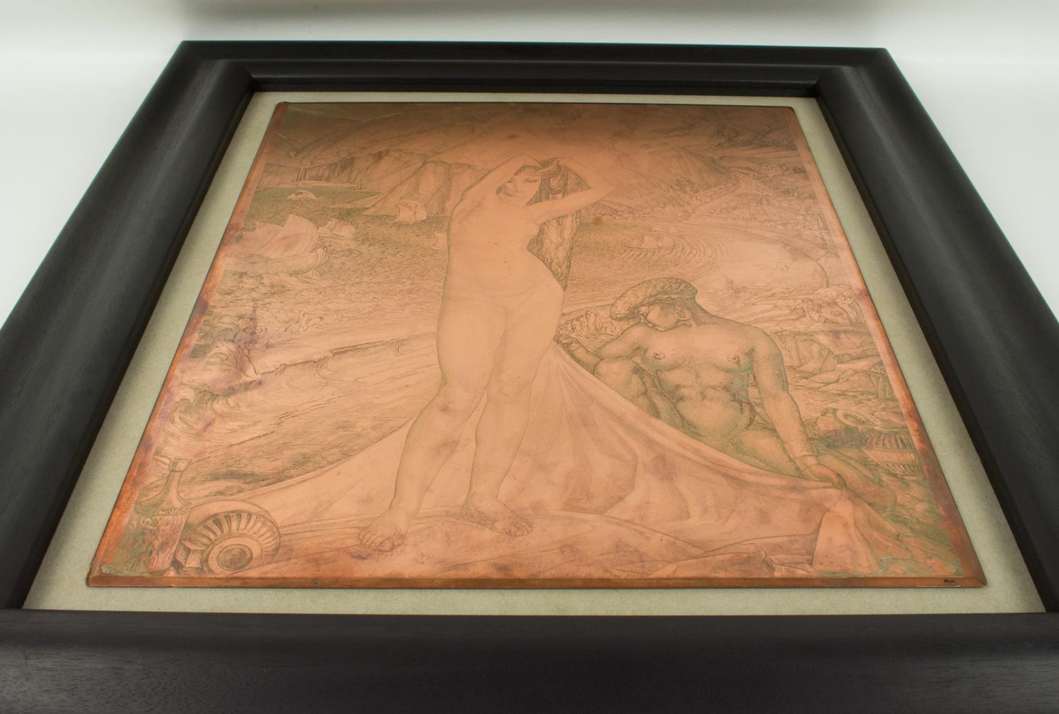 Venus and her Maid Engraving Copper Plaque by Albert Decaris 2