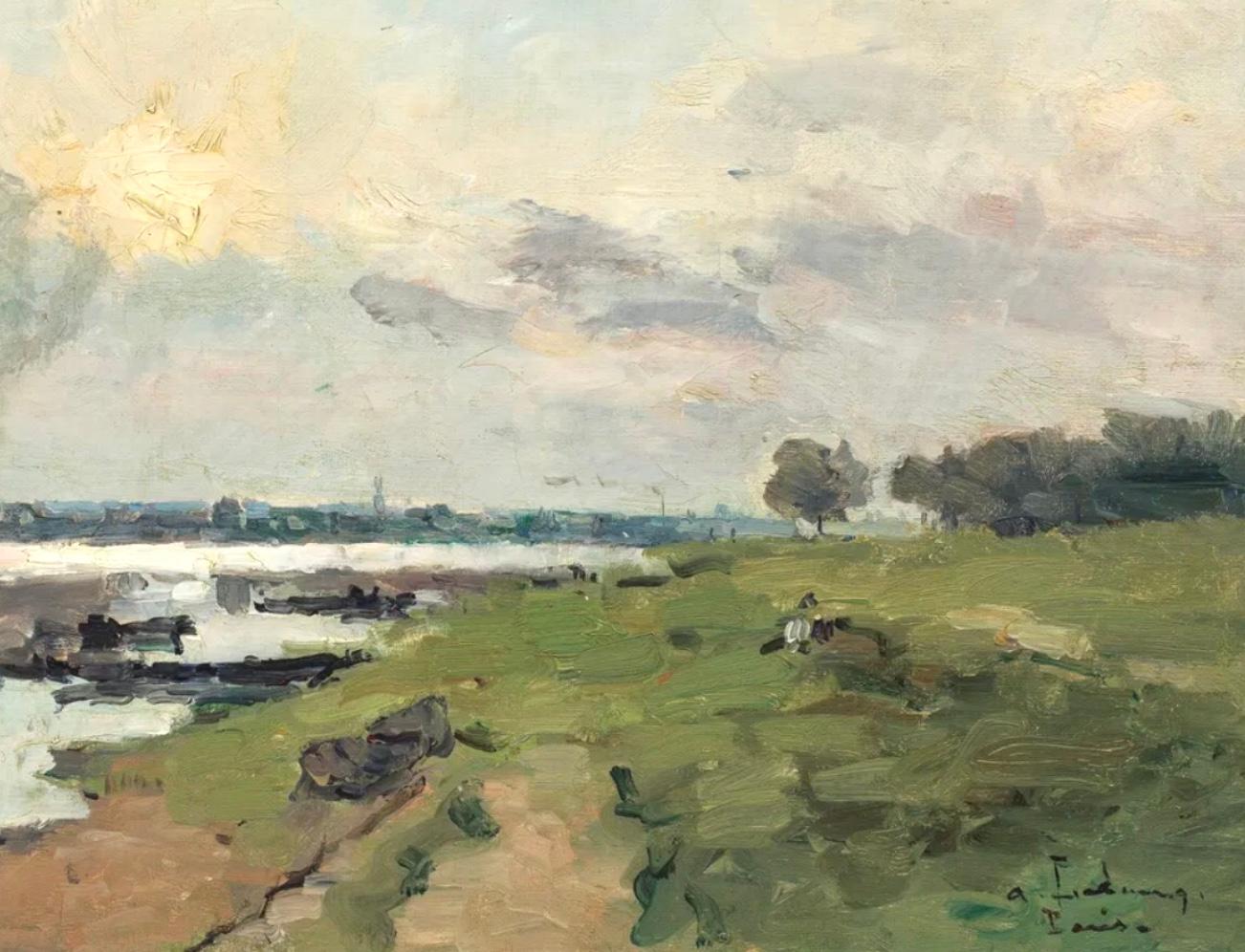 Albert Lebourg  La Senna di fronte a Ivry. Soleil Couchant in vendita 2