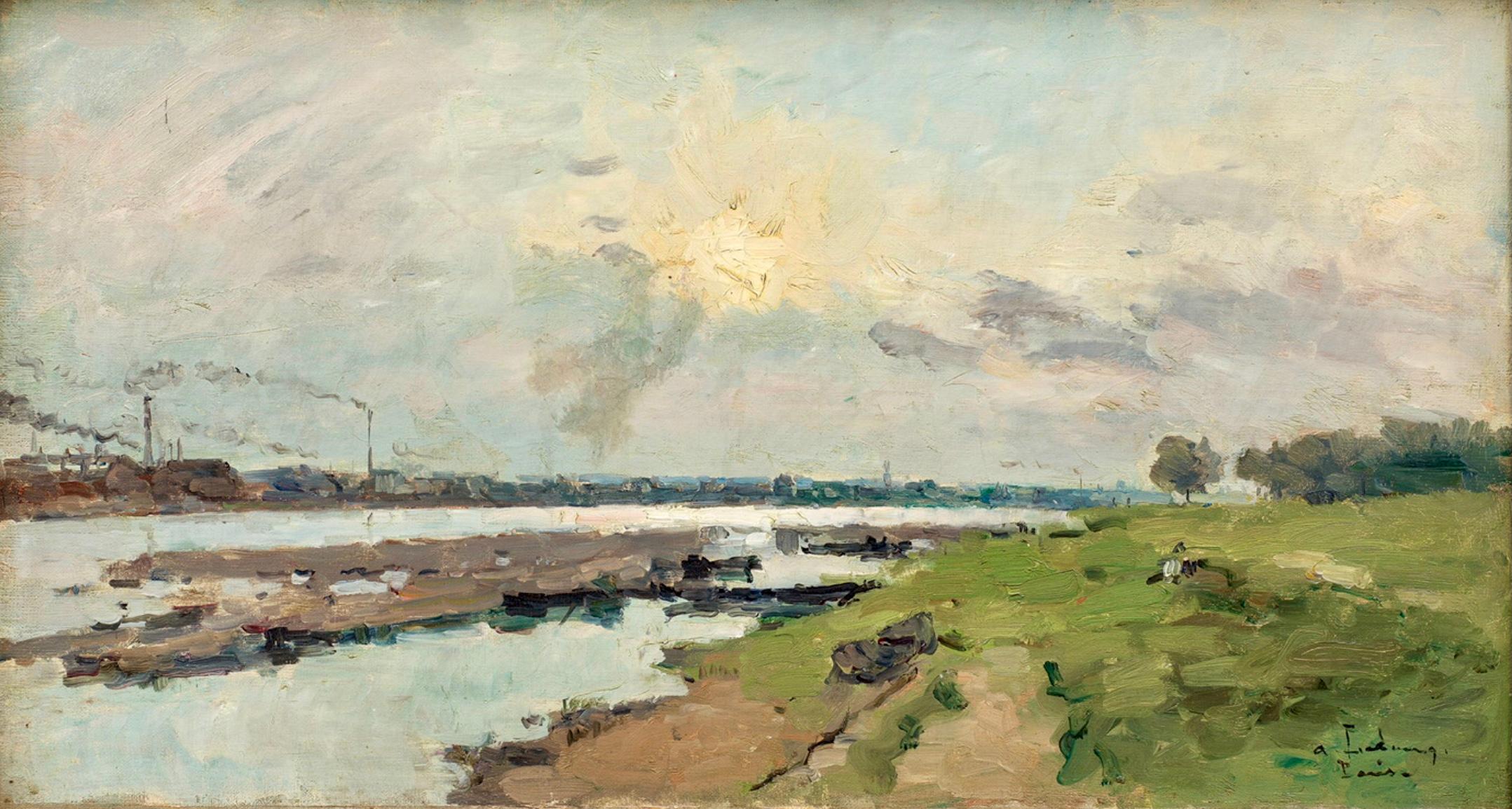 Albert Lebourg  La Senna di fronte a Ivry. Soleil Couchant in vendita 5