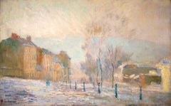 Rouen - Wanderer - 19. Jahrhundert Öl, Schneewittchen-Winterlandschaft von Albert Lebourg