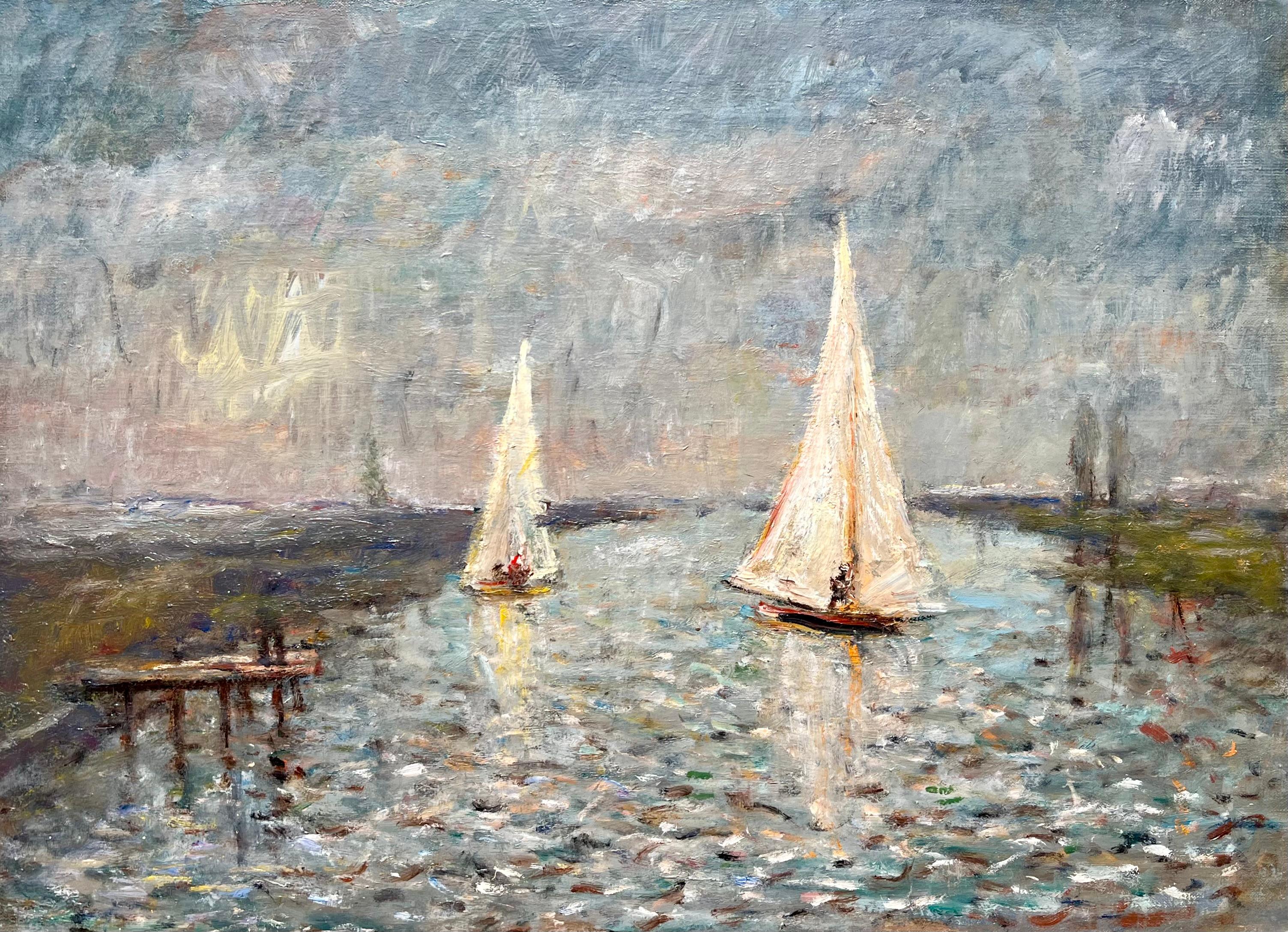 Landscape Painting Albert Lebourg - Voile sur la rivière Seine, France