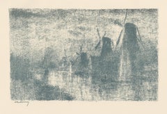 Lithographie originale « Moulins sur la Schie »