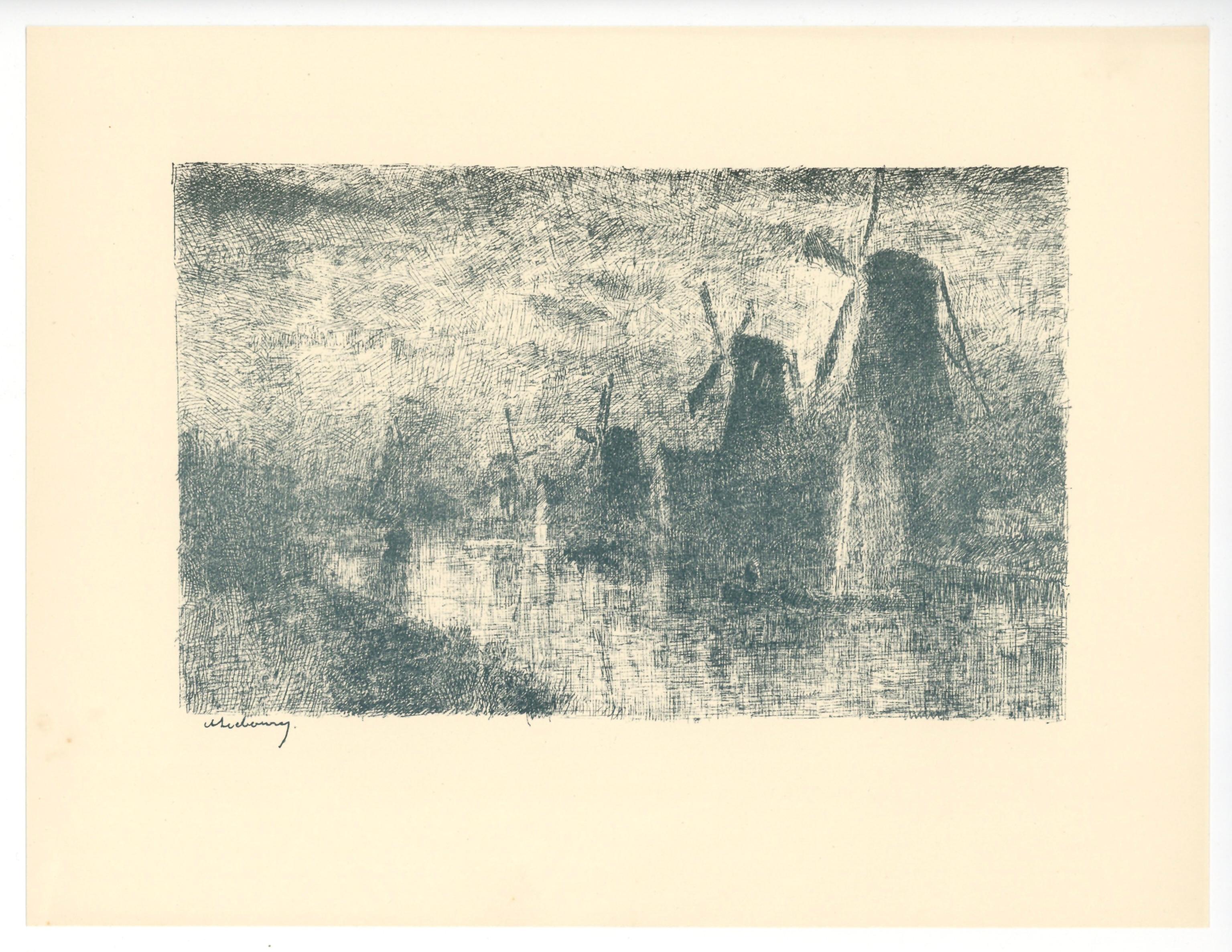 "Moulins sur la Schie" original lithograph