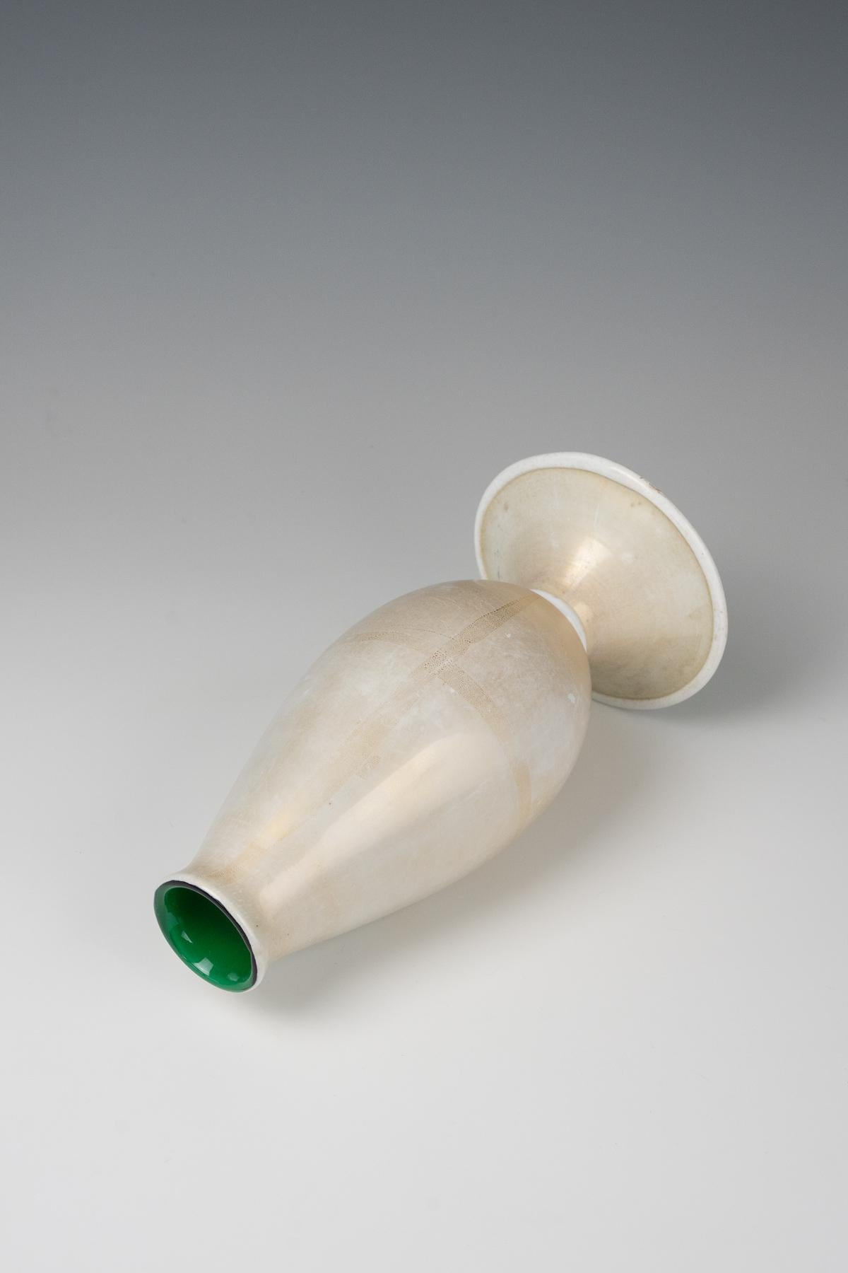 Alberto Barbini, vaso bianco con interno verde, 1940 per V.A.M.S.A. In condizioni buone in vendita a Zurich, CH