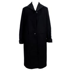 Alberto Biani Schwarzer Wollmantel Vintage Classic Coat 1990s