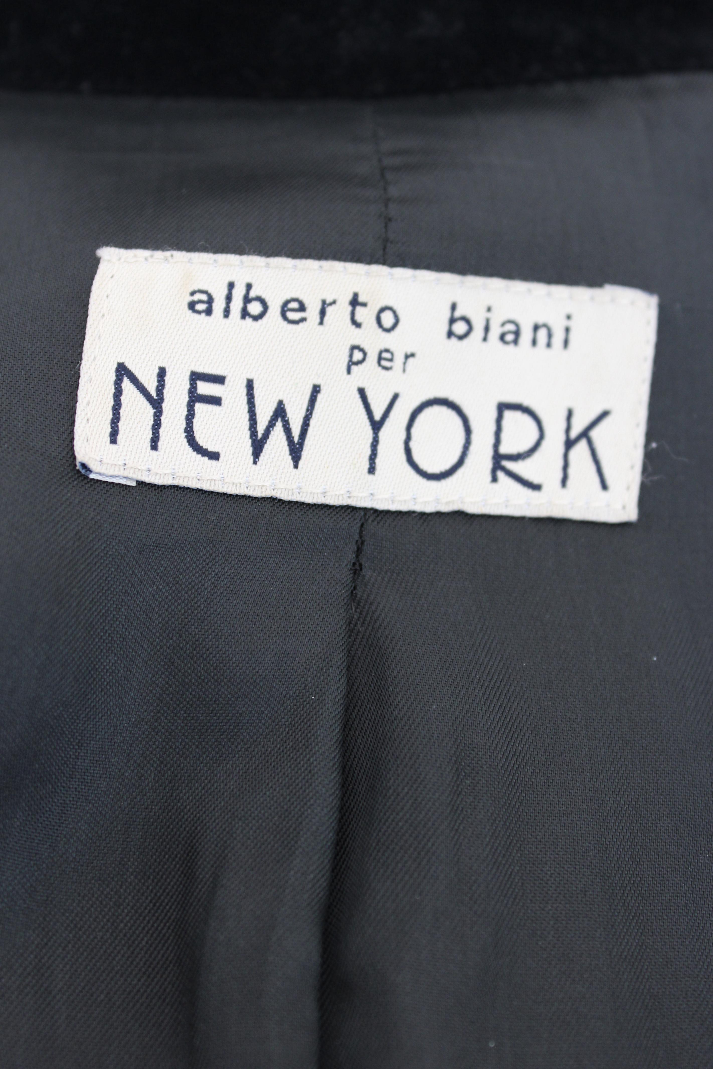 Alberto Biani New York Black Cashmere Velvet Coat In Excellent Condition In Brindisi, Bt