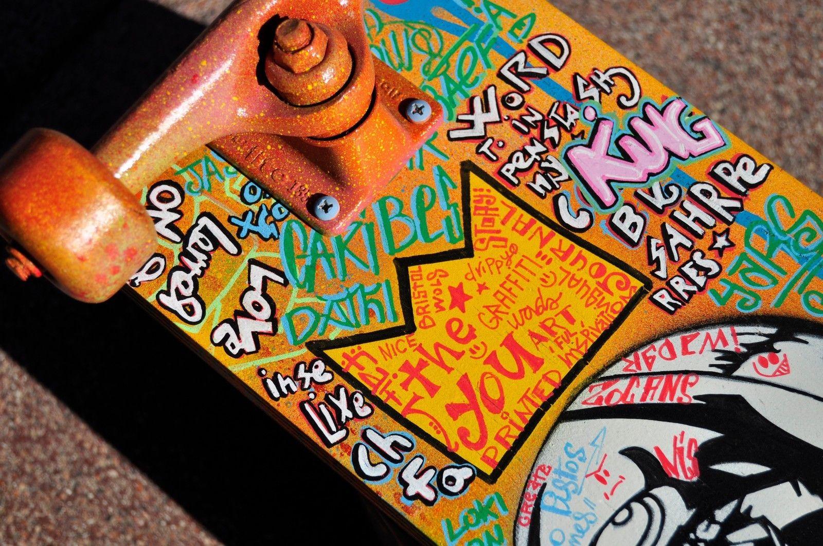 Title: BOER VADER
Technique: Graffiti 
Material: Acrylic on wood laminate, and skate axle
Size: 20 cm x 39 cm  
Philosophy of the artist: 
Graffiti from the walls of Barcelona