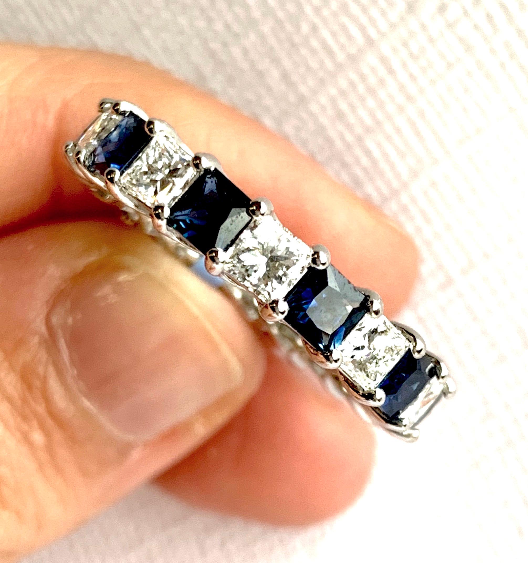 Alberto Blue Sapphire and White Diamond Eternity Band In New Condition In GREAT NECK, NY