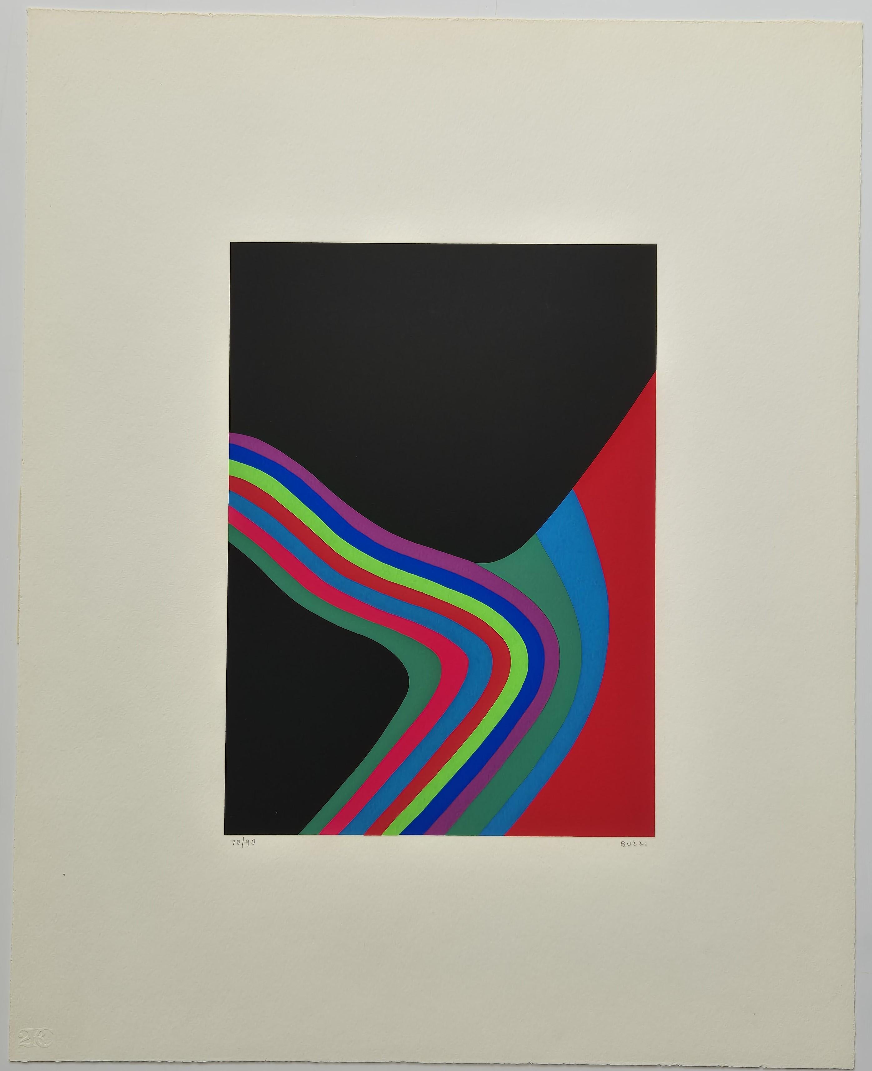 Alberto Burri (1915-1995)
Trittico A: 3, 1973
Screenprints in colors on wove paper, with full margins
Hand signed lower right with publisher's blindstamp
Numbered 70/90 lower left
Image size 23.6 x 17.5 cm
Sheet size 43.2 x 35.2 cm
Published by 2RC