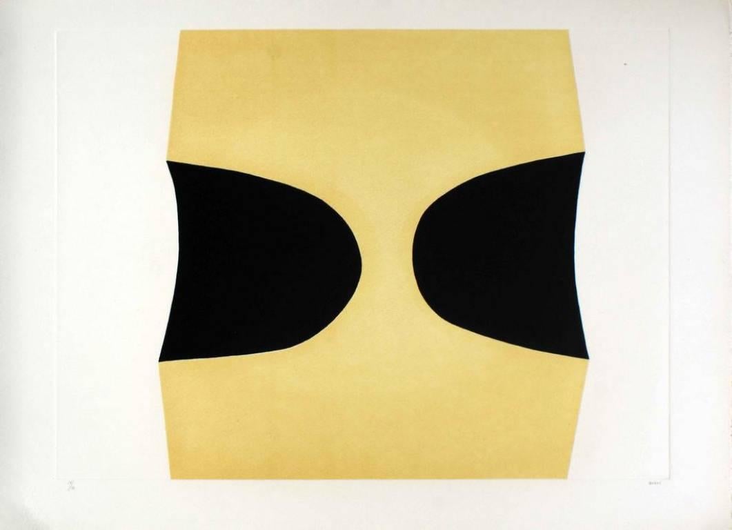 Lithographie, collage d
acétate et gaufrage sur papier Rosaspina. 
Signé à la main. Édition n° 31 de 90 tirages plus 15 épreuves d
artiste sur le commerce en chiffres romains.

L
œuvre fait partie du dossier "Noir et blanc" qu
Alberto Burri a