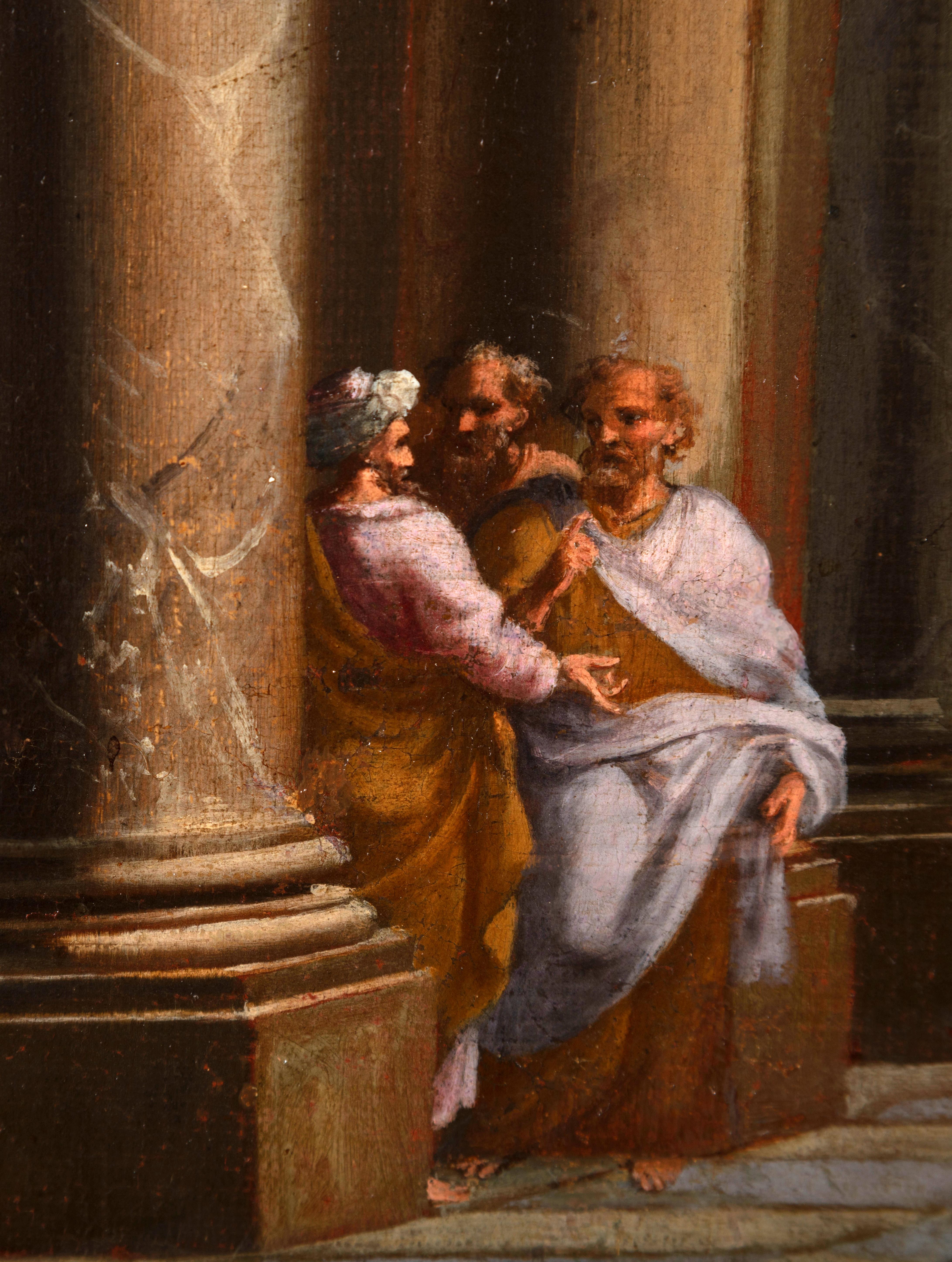 Alberto Carlieri, Capriccio mit Christus und der Erwachsenen, Öl auf Leinwand (Italienisch) im Angebot
