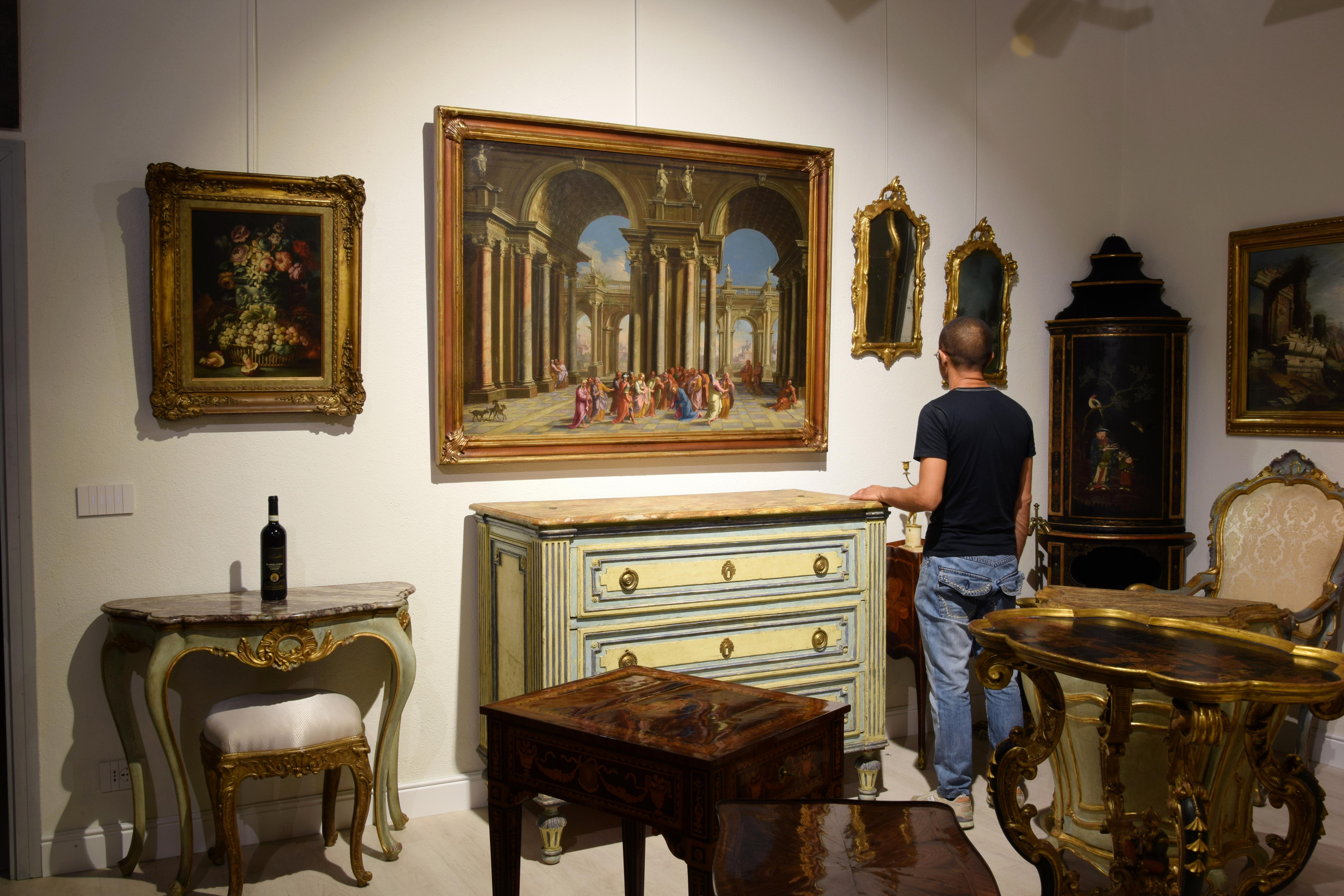Alberto Carlieri, Capriccio con Cristo e l'adultera, Olio su tela in vendita 1