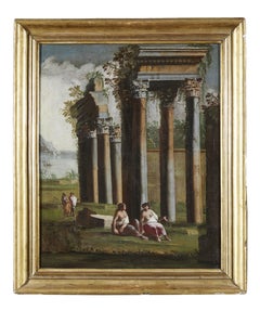 18th Century Architectural Caprice Carlieri School Capriccio Ruins Oil on Canvas