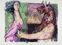 « Beauty & Beast », 1999, sérigraphie originale mexicaine signée, édition limitée 19x27 pouces.