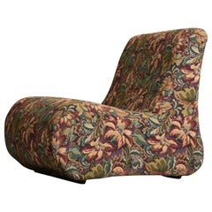 Alberto Churba (zugeschrieben), Lounge-Sessel, Holz, Stoff, Argentinien, 1970er Jahre