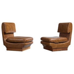 Alberto Churba (zugeschrieben), Loungesessel, Holz, Vinyl, Argentinien, 1970er Jahre