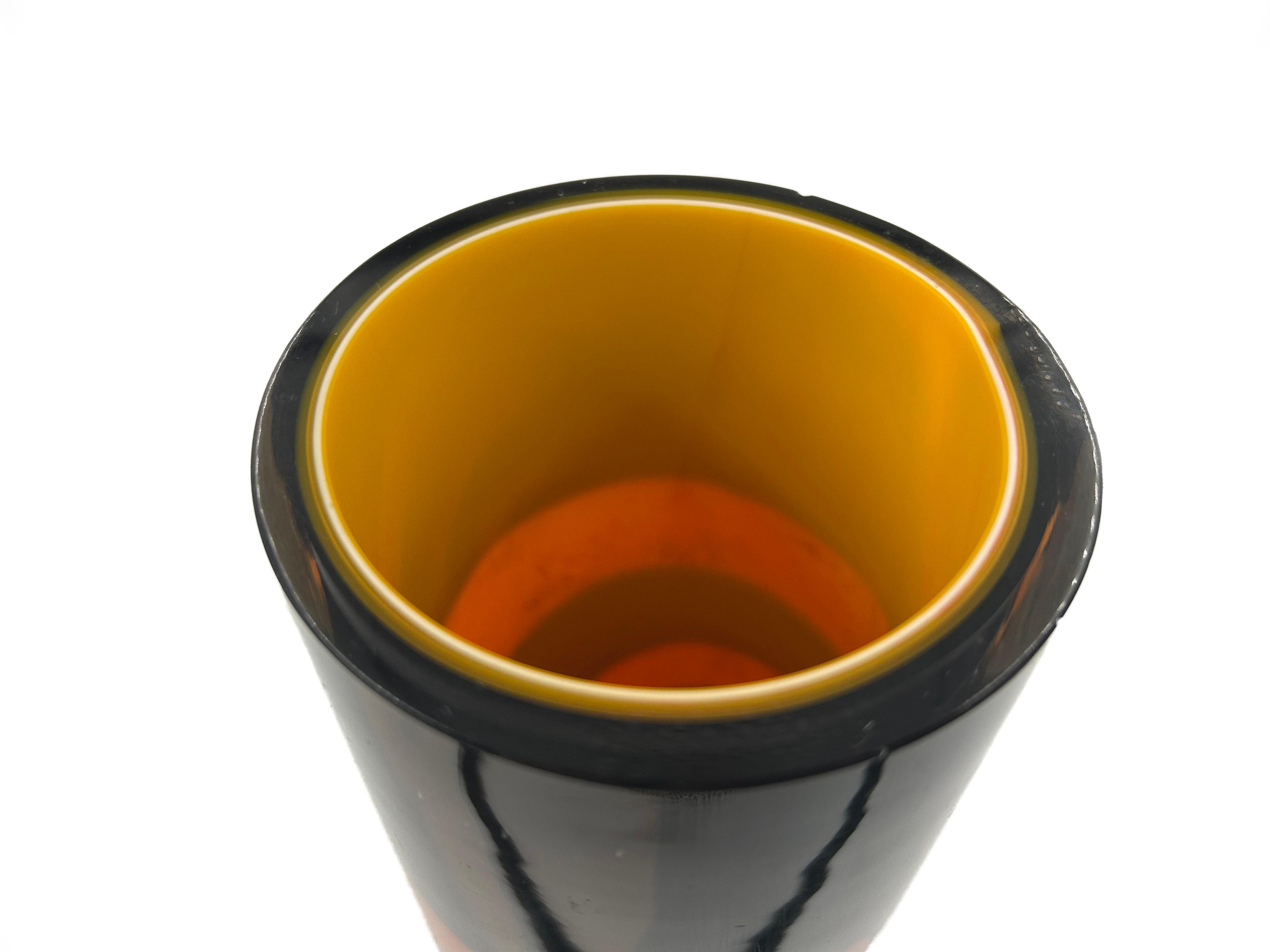 Fatto a mano Vaso di vetro cilindrico Alberto Churba in vendita