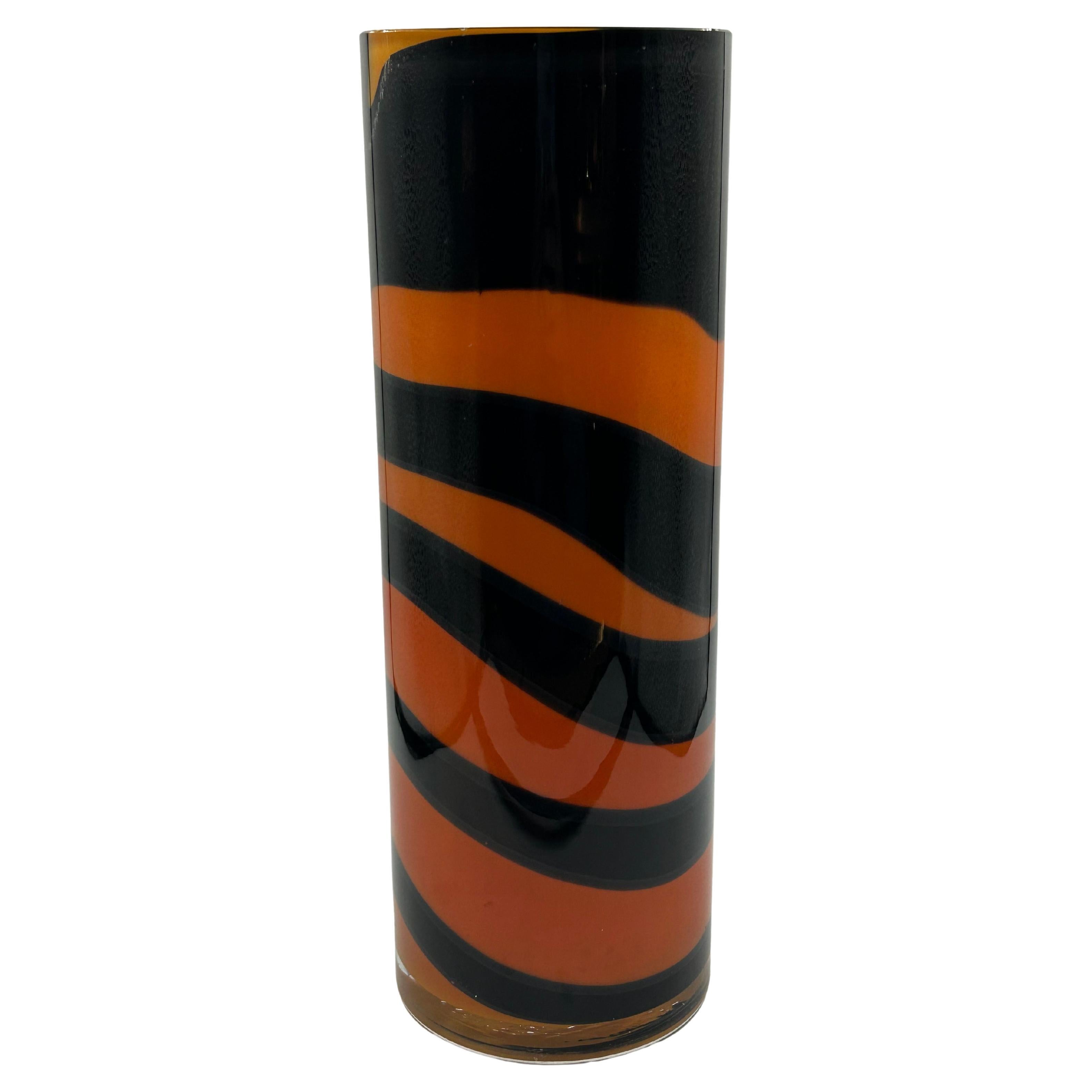 Vaso di vetro cilindrico Alberto Churba in vendita