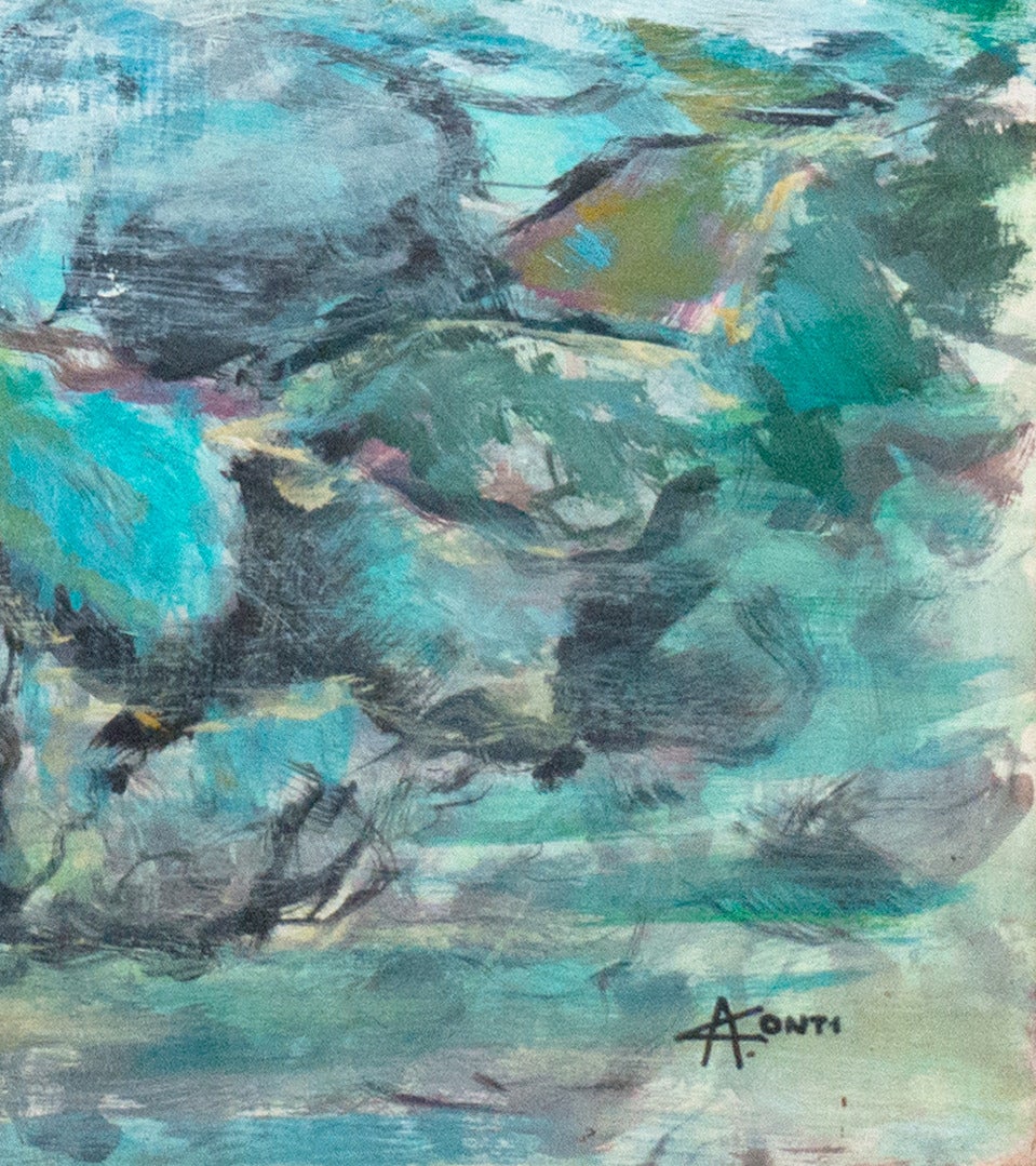 'Onde al largo della costa', Monterey, California, grande paesaggio marino modernista - Painting di Alberto Conti