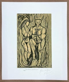Alberto "El Cuervo" Bustillos, ¨En mi húmeda dureza¨, 2007, Aguafuerte, 12,2x10,2 pulg.