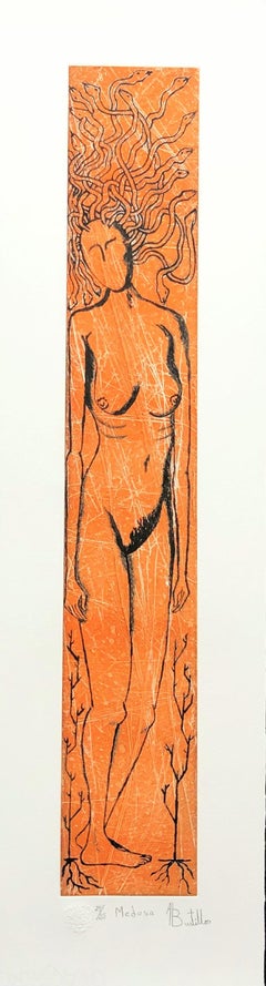 Alberto "El Cuervo" Bustillos, ¨Medusa¨, 2007, Etching, 28.3x7.9 in