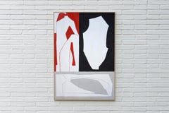 Figurative Abstraction of Amphora, Greek Nude Silhouette, Red and Black Motifs