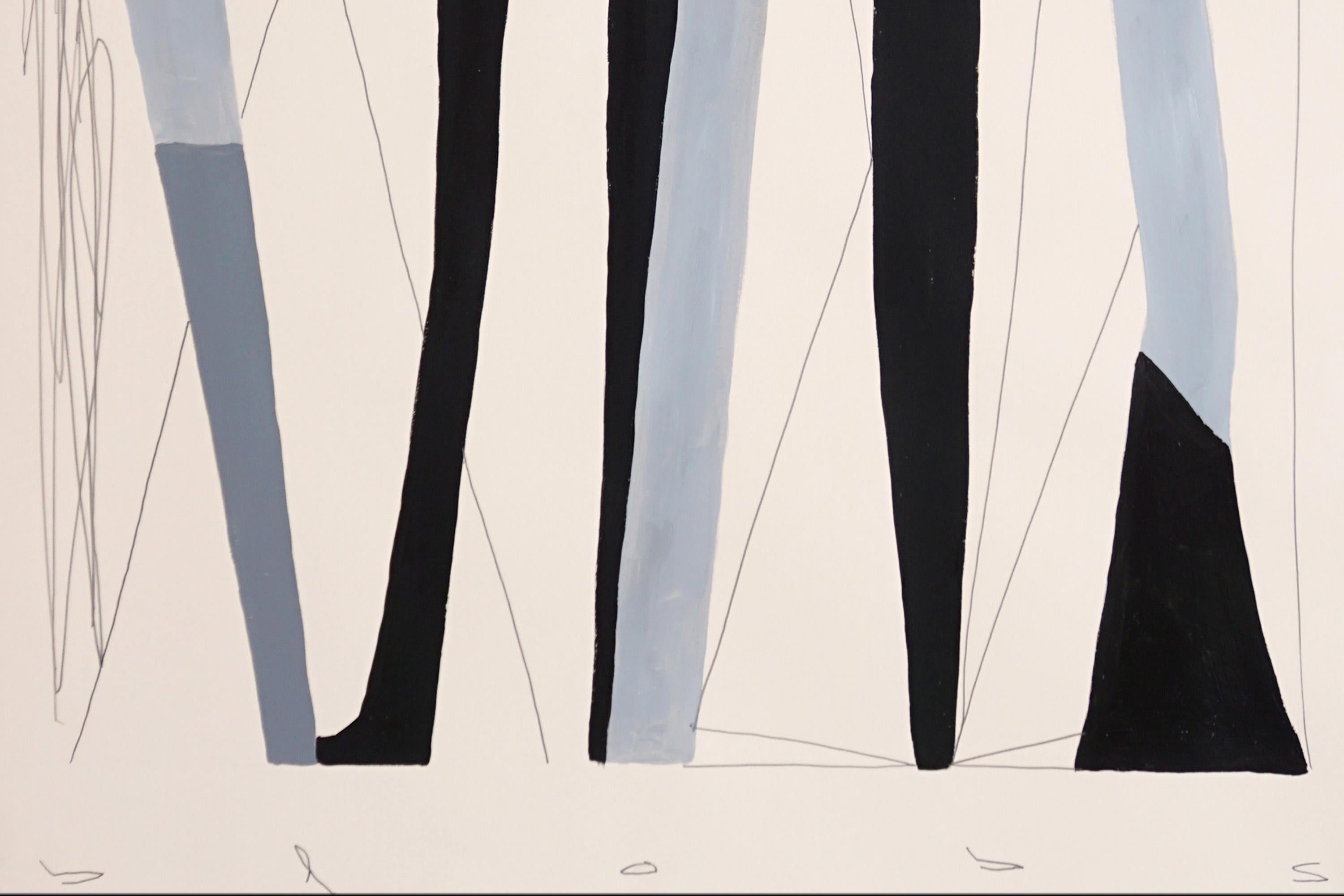 Figurative vs Brutalist Columns, Black and White, Cryptic Text Painting, Paper For Sale 5