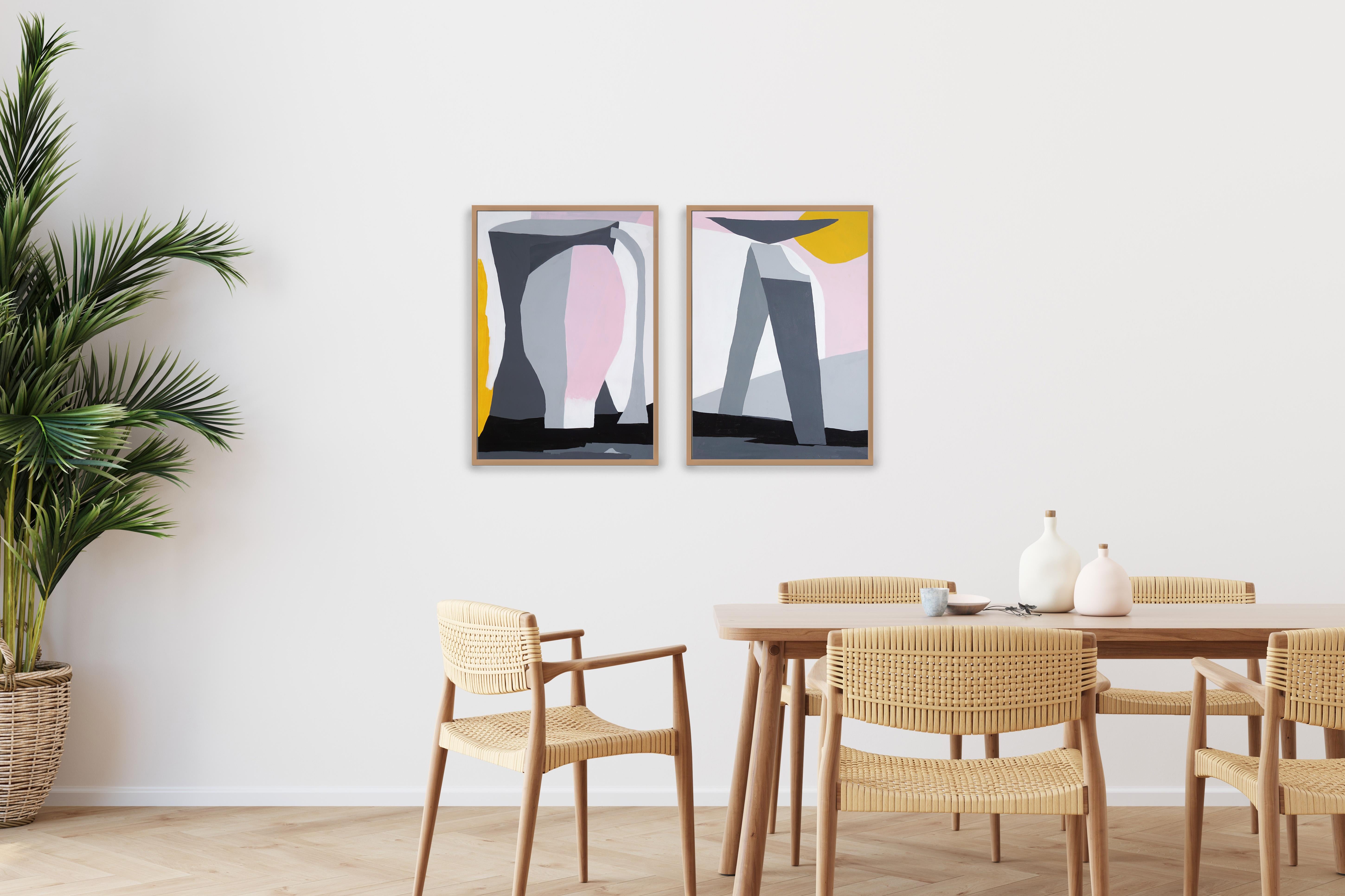 Les amants à une pique-nique, diptyque moderne, peinture d'avant-garde - Cubisme Painting par Alberto de Blobs