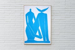 Self Unity, Modernist Painting, Figurative Style Human Body, Blue Nude Figures