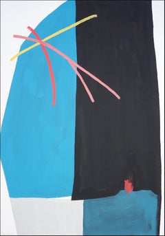 Star & Mountain, Modernist Black Landscape Inspired by Joan Miró, Cosmic Imagery