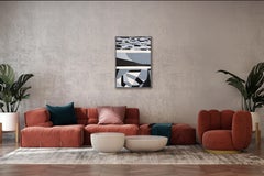 The Shipwreck, Abstract Geometric Landscape in Black and White, Gray Rectangles