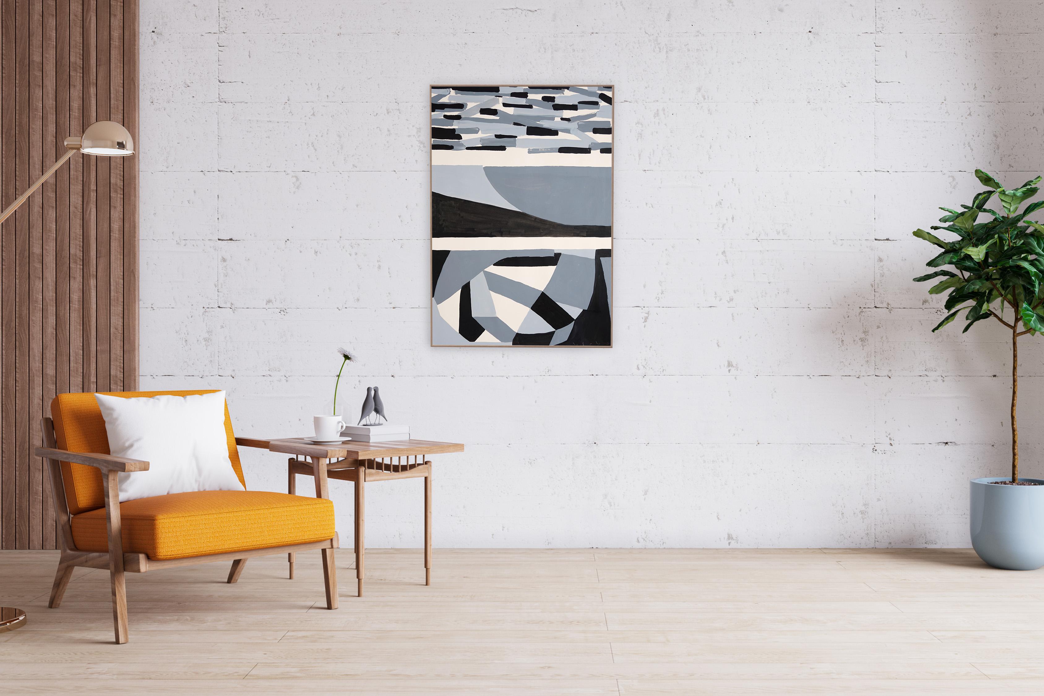 The Shipwreck, Abstract Geometric Landscape in Black and White, Gray Rectangles For Sale 2