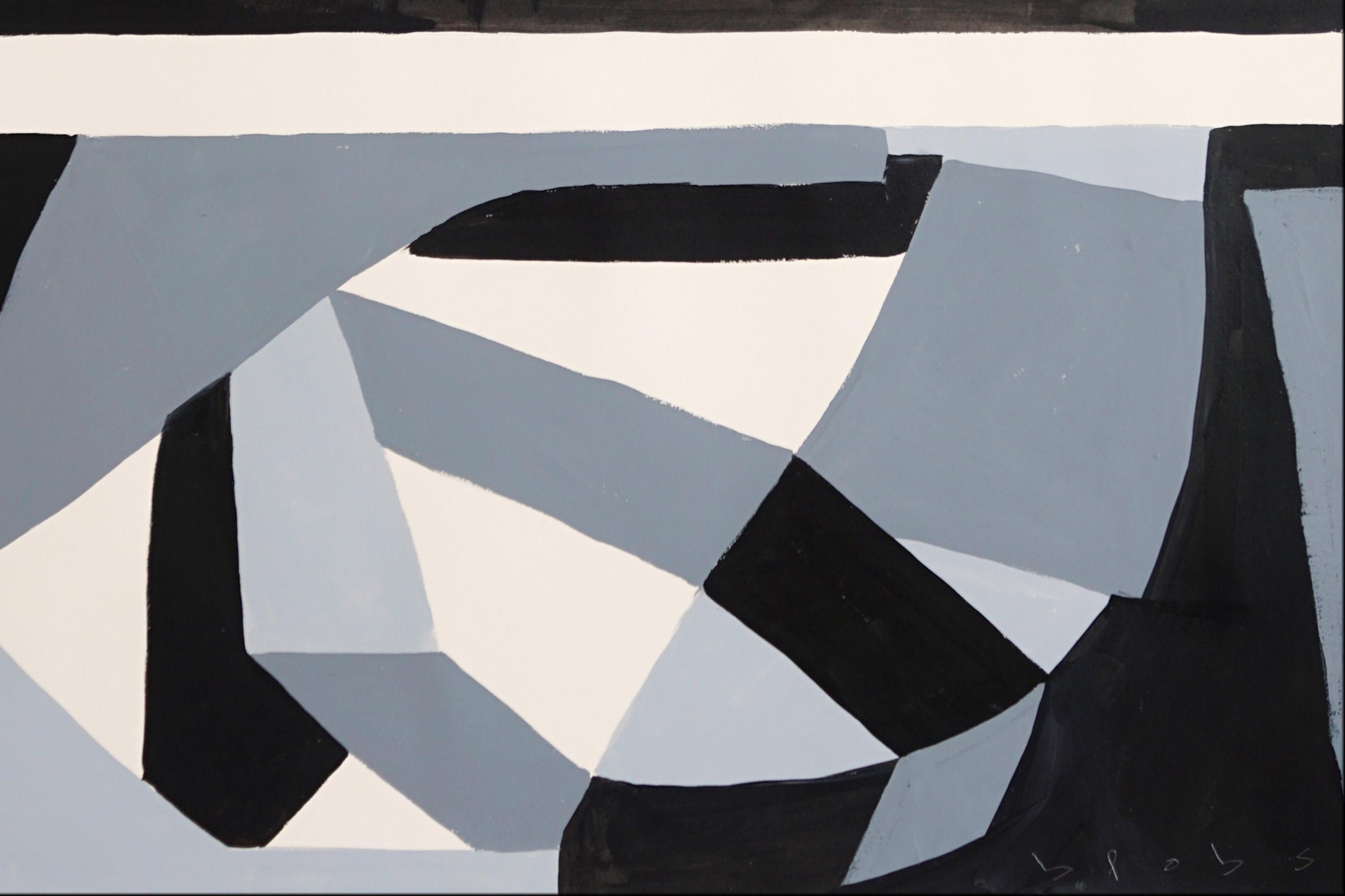 The Shipwreck, Abstract Geometric Landscape in Black and White, Gray Rectangles For Sale 3