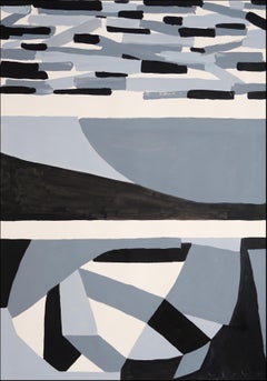 El Naufragio, Paisaje Geométrico Abstracto en Blanco y Negro, Rectángulos Grises