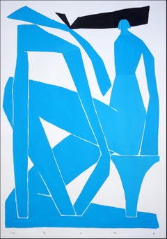 Vice Versa, Modernist Painting, Figurative Style Human Body, Blue Nude Figures