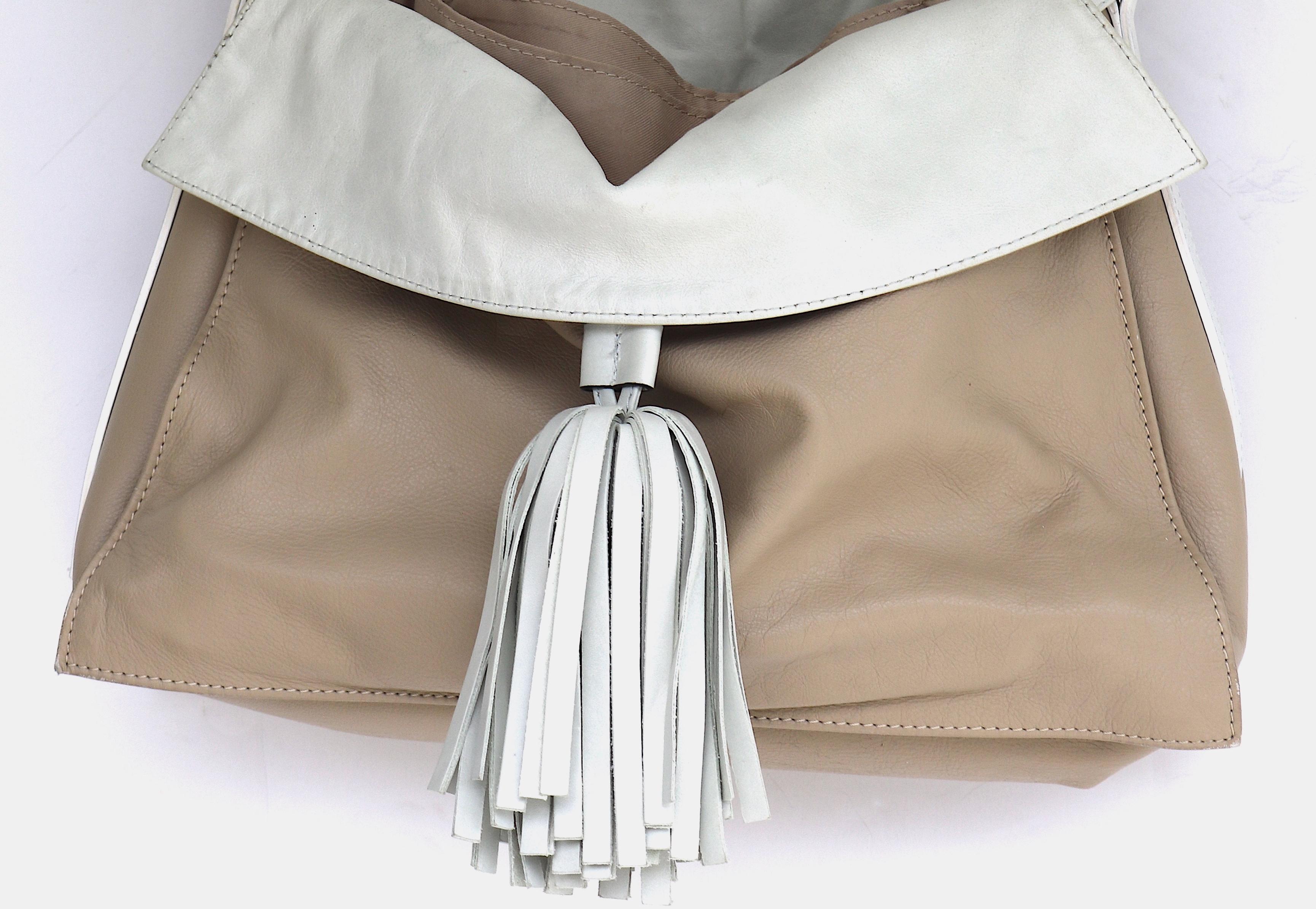 Gray Alberto di Canio Tasseled Soft Lambskin Leather Handbag-Italy For Sale