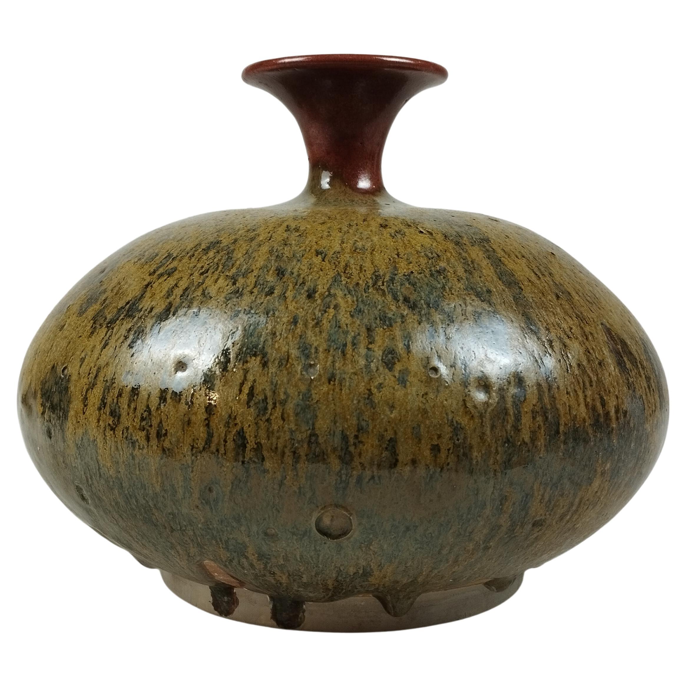 Alberto Díaz de Cossío High Temperature Ceramic Bulged Vase For Sale