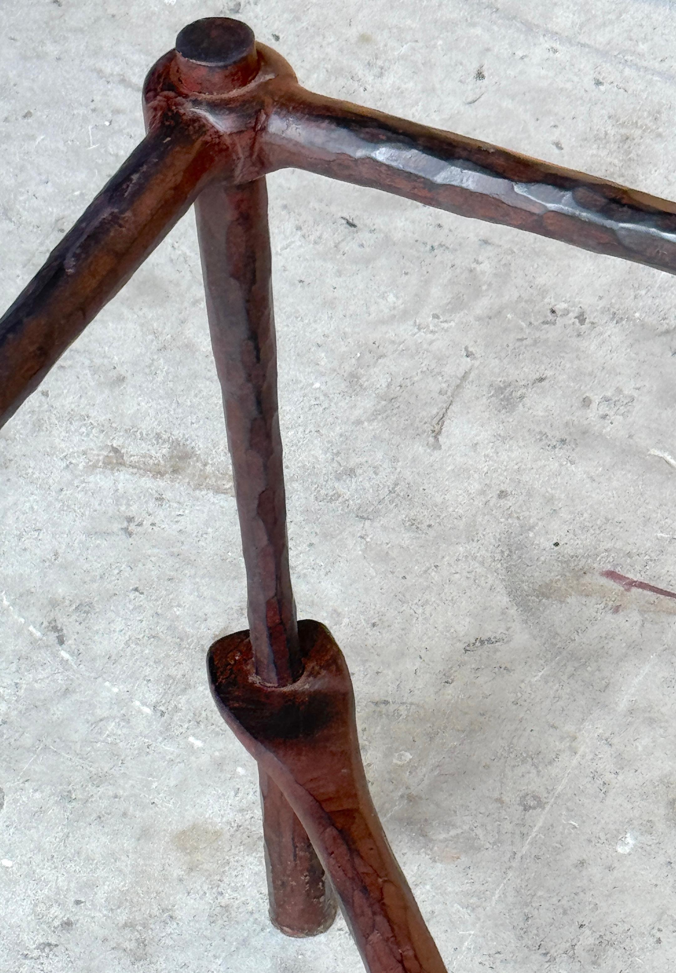 20th Century Alberto & Diego Giacometti Style Bronzed Forged Iron Modern Coffee Table Base For Sale