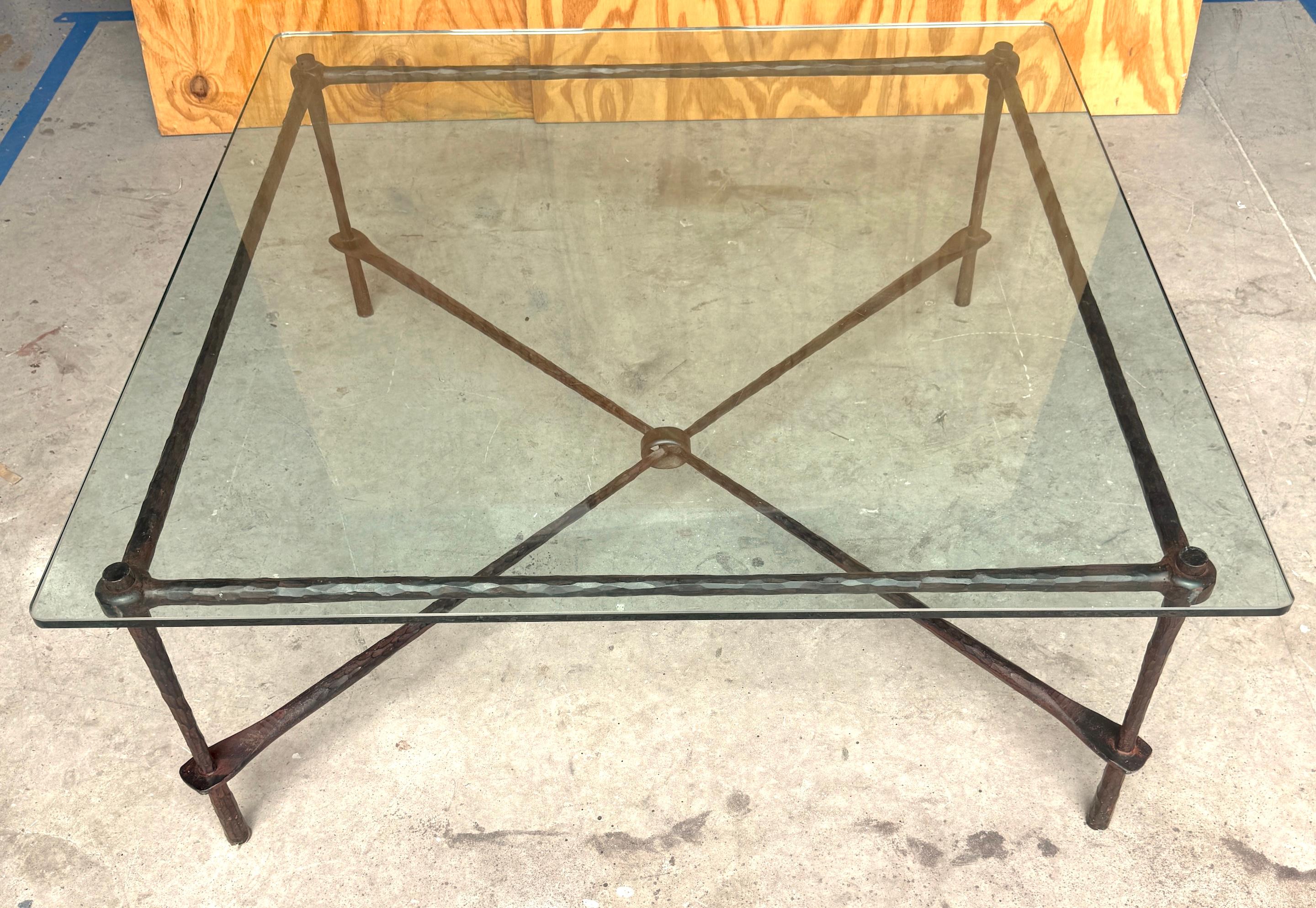 Alberto & Diego Giacometti Style Bronzed Forged Iron Modern Coffee Table Base For Sale 2