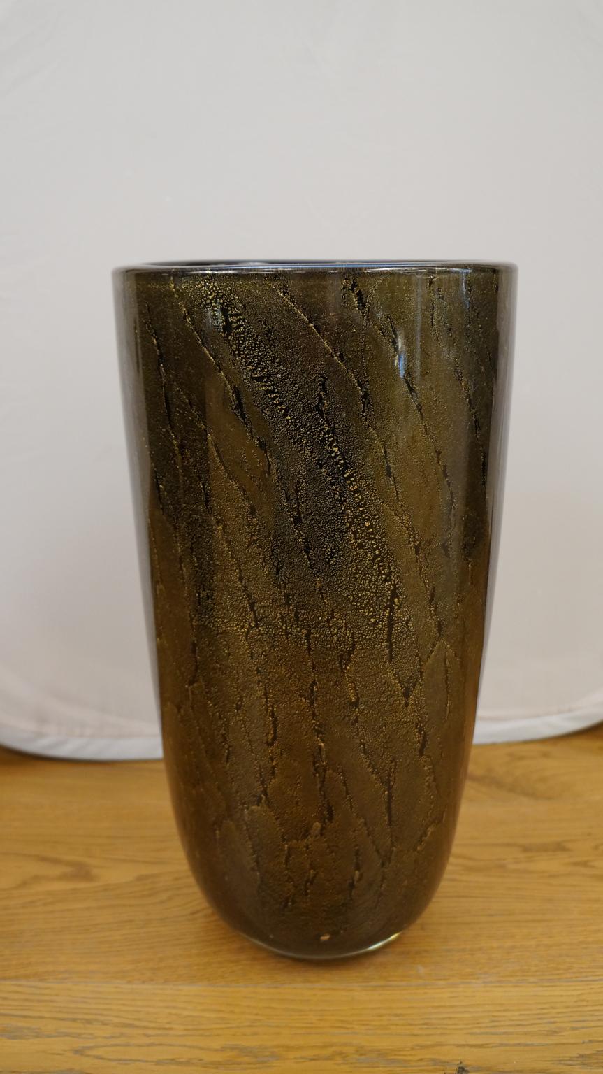 Alberto Donà Art Deco Black Gold Pair of Murano Glass Vases Signed Jars, 1990s For Sale 5