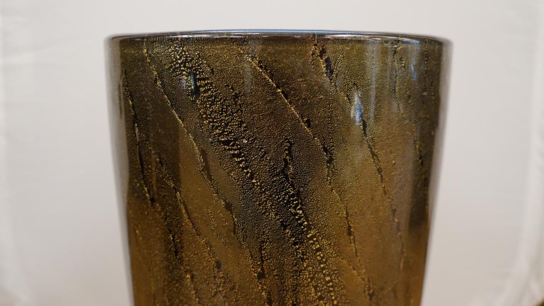 Alberto Donà Art Deco Black Gold Pair of Murano Glass Vases Signed Jars, 1990s For Sale 5