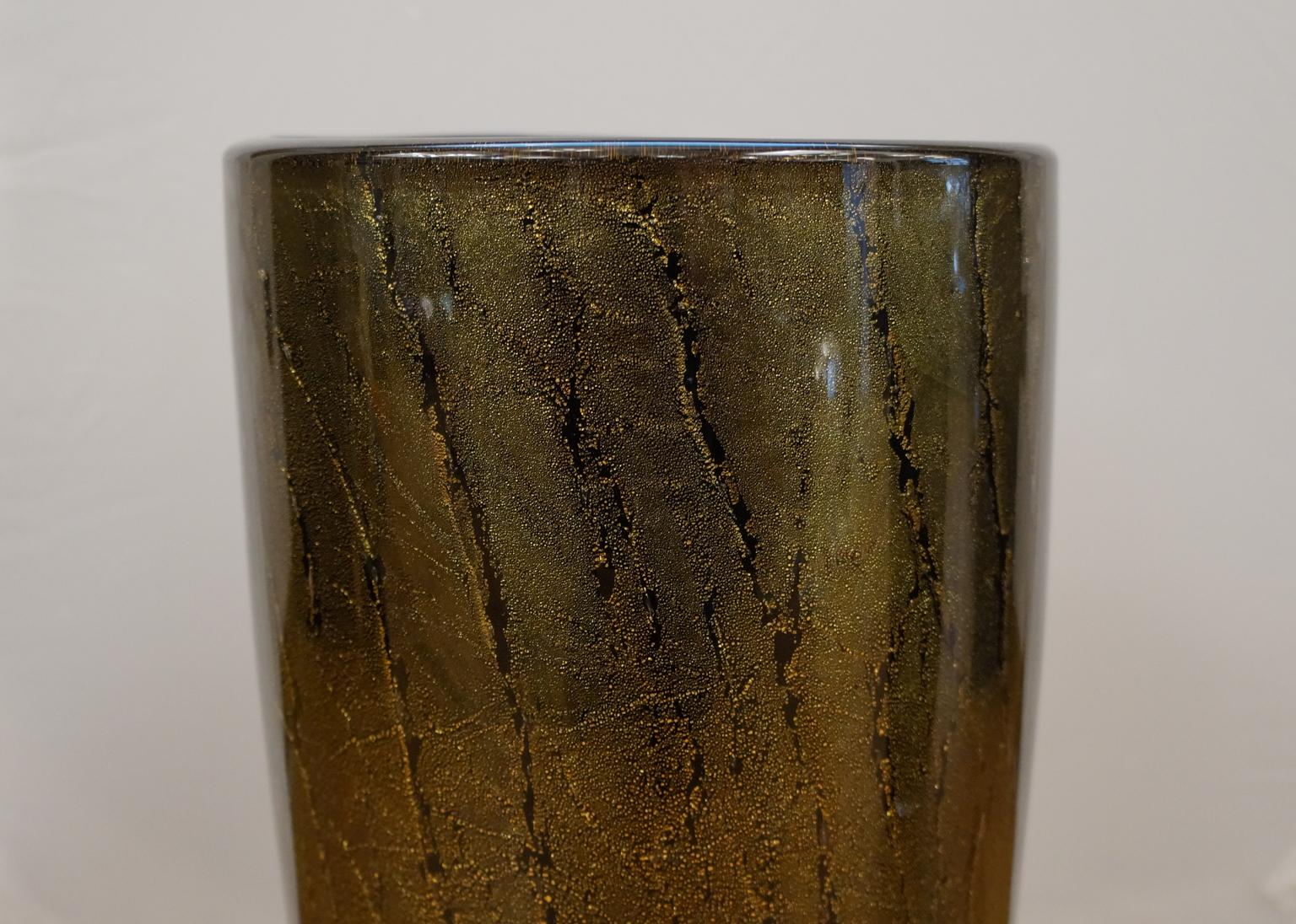 Alberto Donà Art Deco Black Gold Pair of Murano Glass Vases Signed Jars, 1990s For Sale 10
