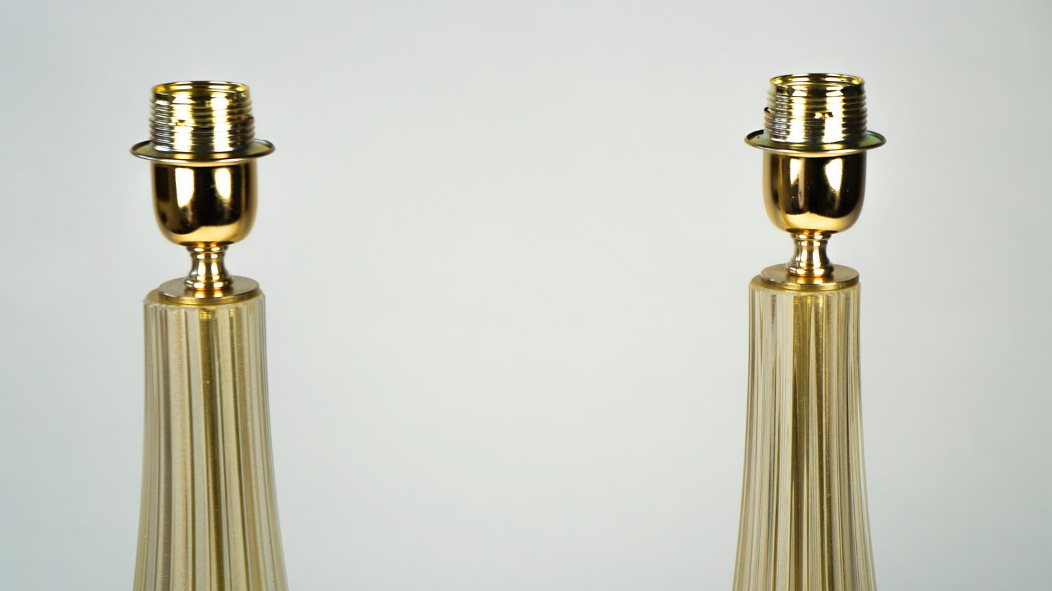 Alberto Donà Art Deco Gold Leaf Two of Murano Glass Table Lamps, 1998 For Sale 4